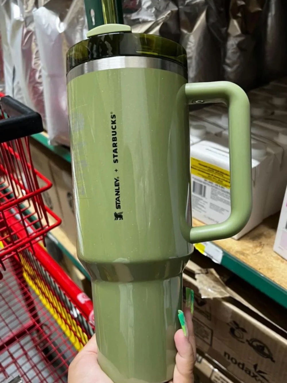 NIB Starbucks x Stanley 40oz Quencher- Olive Green (shimmer)